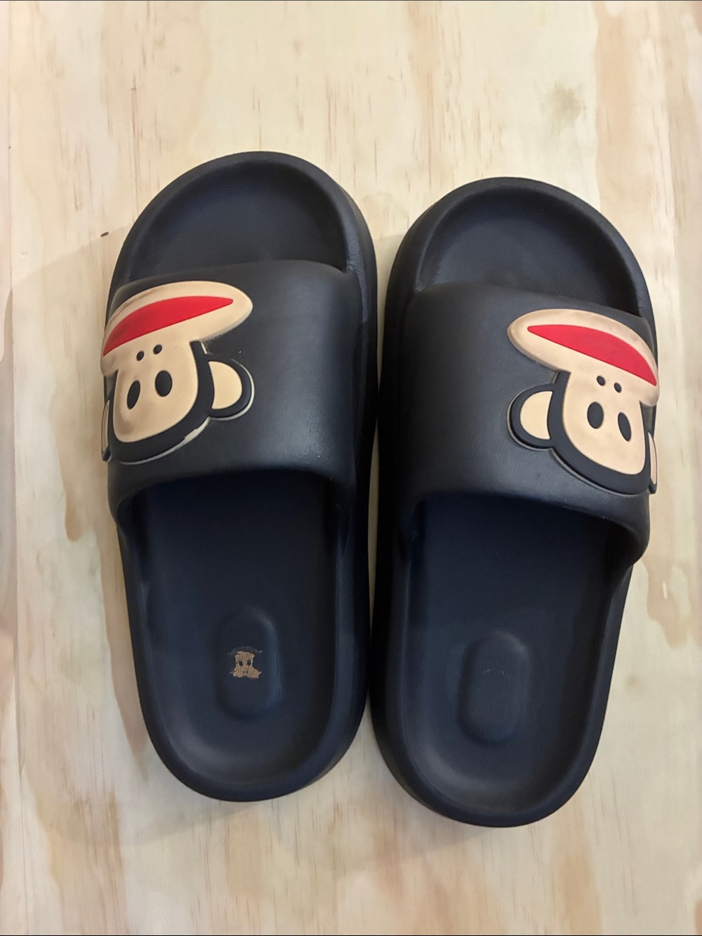Paul Frank Black Slides with Red and Cream Monkey Graphic